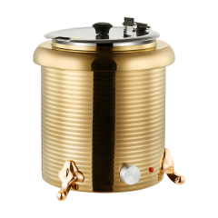 10L Golden Straight Body Threaded Iron Shell Soup Warmer