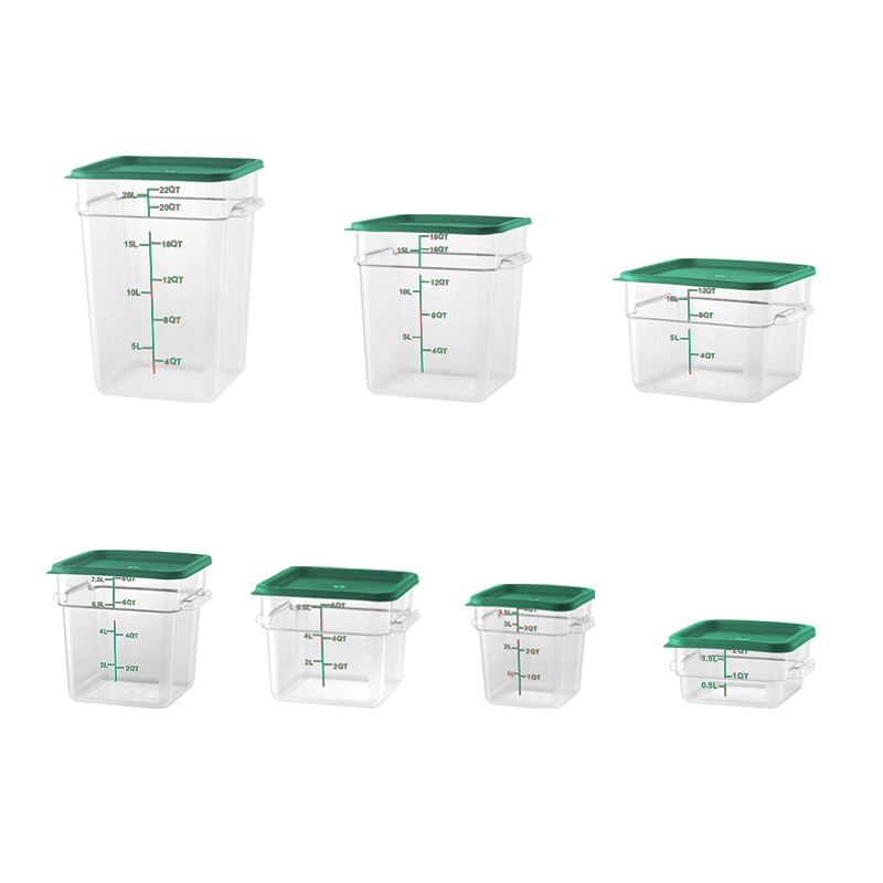 2-22 QT Green lid Kitchen Vegetable Food Storage PC Plastic Containers