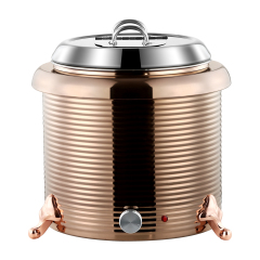 13L Rose Golden Straight Body Threaded Iron Shell Soup Warmer