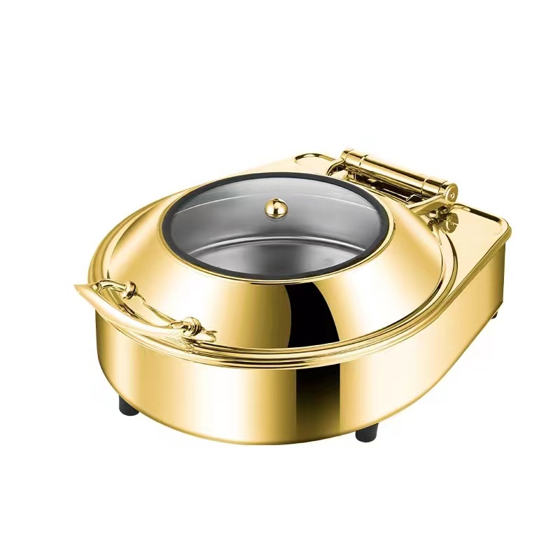 6L  Golden Round Stainless Steel Fully Enclosed Electric Chafing Dish