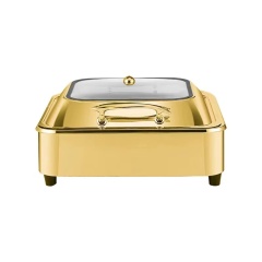 6L  Gold Square Stainless Steel Fully Enclosed Electric Chafing Dish