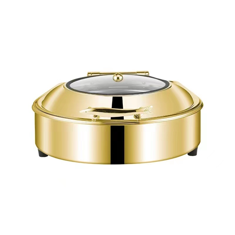 6L  Golden Round Stainless Steel Fully Enclosed Electric Chafing Dish