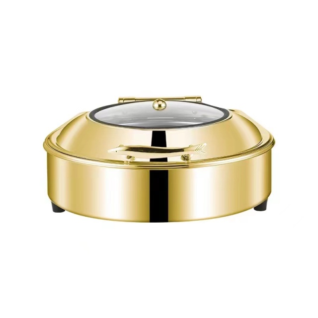 6L  Golden Round Stainless Steel Fully Enclosed Electric Chafing Dish