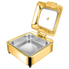 6L  Gold Square Stainless Steel Fully Enclosed Electric Chafing Dish