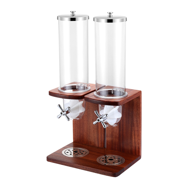 3.5L*2  Cereal Dispenser With Sapele Wood Stand