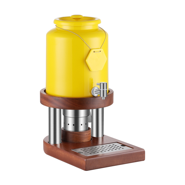 Yellow Ceramic Milk Insulation Bucket With Wooden Base and Heater