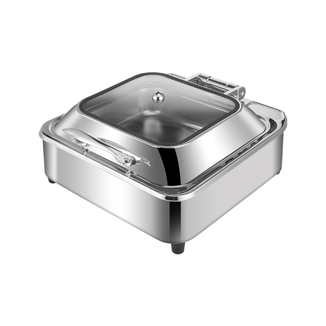 6L Silver Square Stainless Steel Fully Enclosed Electric Chafing Dish