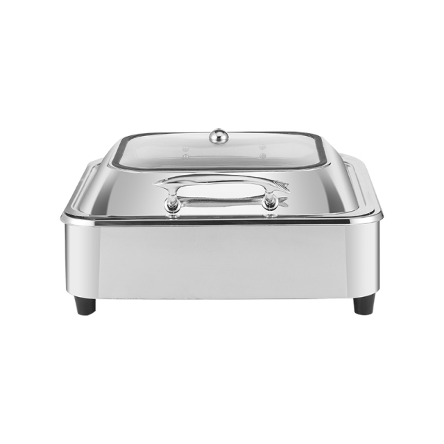 6L Silver Square Stainless Steel Fully Enclosed Electric Chafing Dish