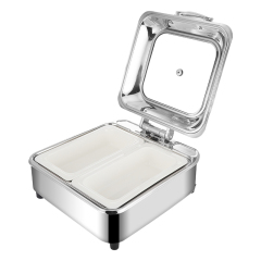 6L Silver Square Stainless Steel Fully Enclosed Electric Chafing Dish