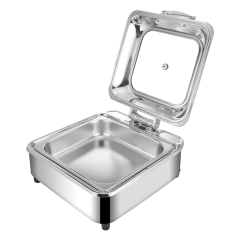 6L Silver Square Stainless Steel Fully Enclosed Electric Chafing Dish