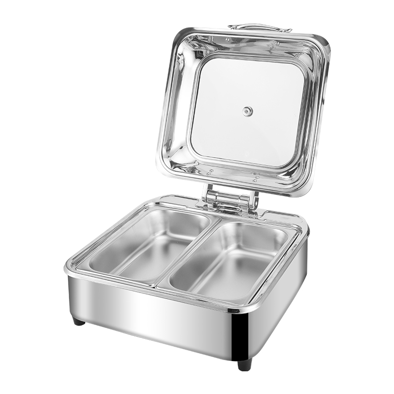 6L Silver Square Stainless Steel Fully Enclosed Electric Chafing Dish