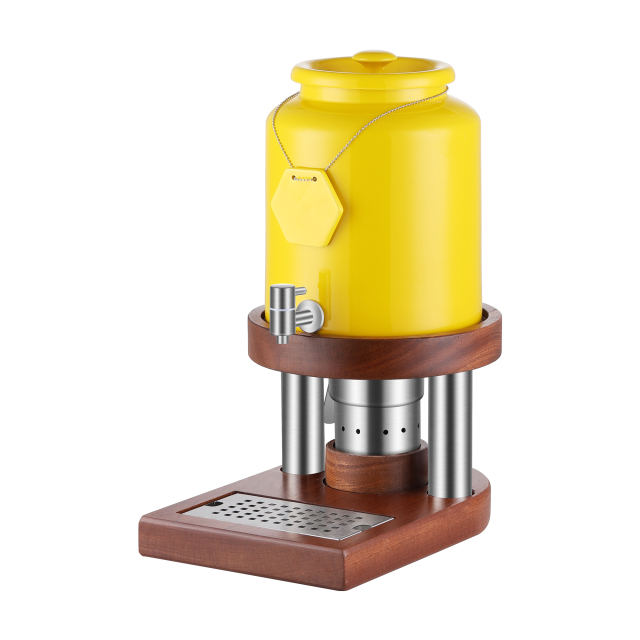 Yellow Ceramic Milk Insulation Bucket With Wooden Base and Heater