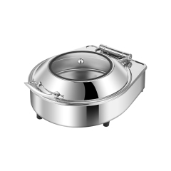 6L  Silver Round Stainless Steel Fully Enclosed Electric Chafing Dish