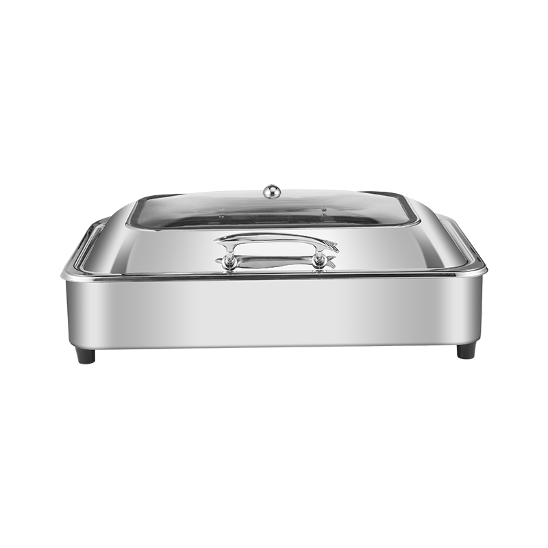 9L Silver Rectangular Stainless Steel Fully Enclosed Electric Chafing Dish
