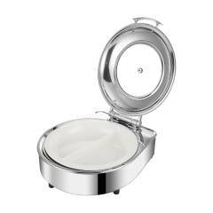 6L  Silver Round Stainless Steel Fully Enclosed Electric Chafing Dish