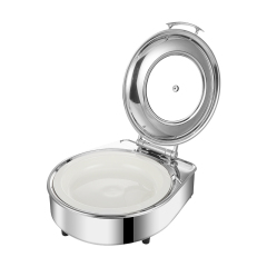 6L  Silver Round Stainless Steel Fully Enclosed Electric Chafing Dish