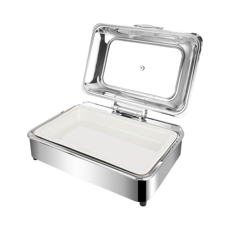 9L Silver Rectangular Stainless Steel Fully Enclosed Electric Chafing Dish