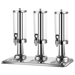 9-Liter Juice Dispenser with Three Outlets, Stainless Steel Beverage Dispenser