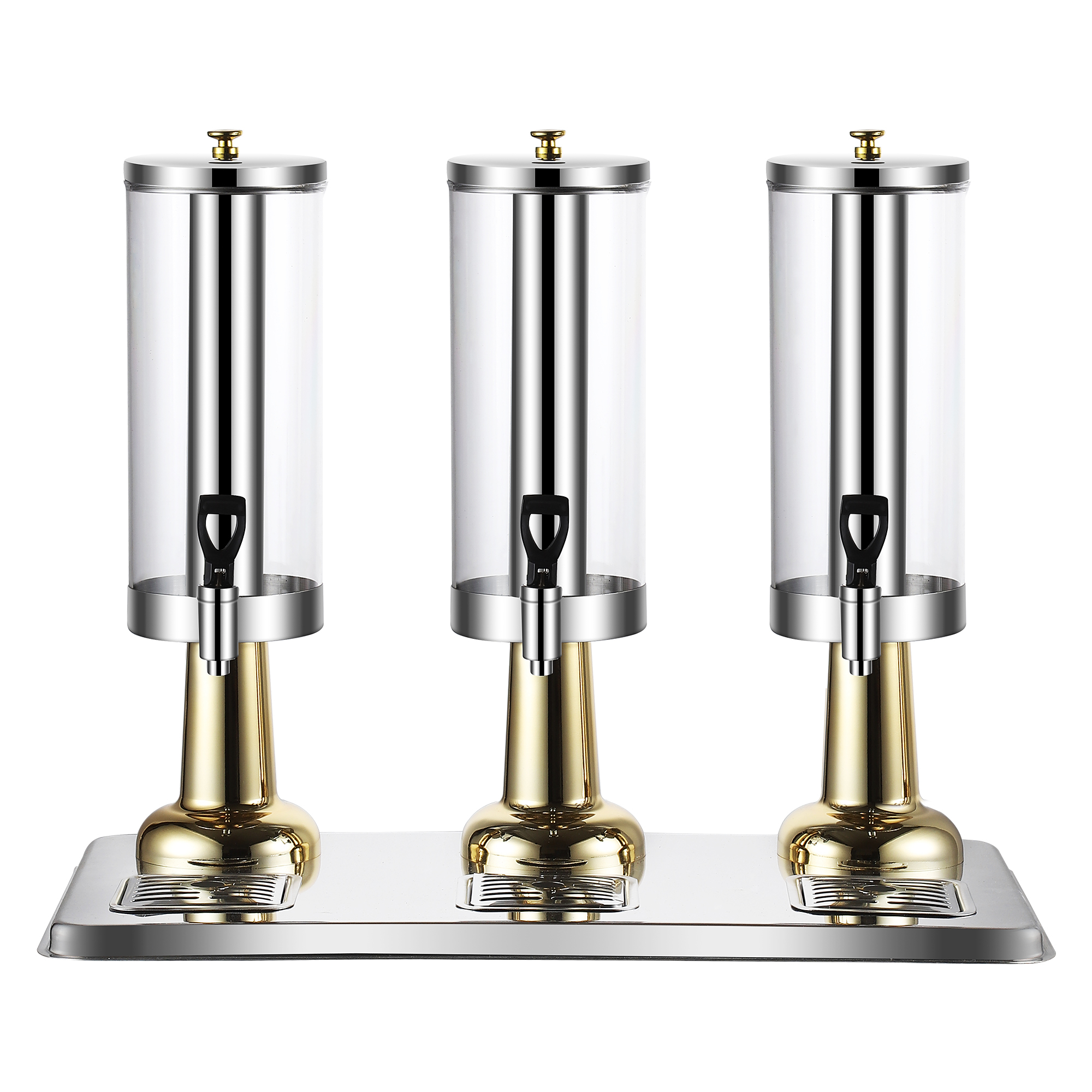 9L juice Dispenser with Three Outlets, Stainless Steel Beverage Dispenser