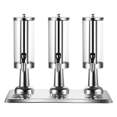 9-Liter Juice Dispenser with Three Outlets, Stainless Steel Beverage Dispenser