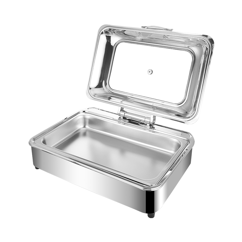 9L Silver Rectangular Stainless Steel Fully Enclosed Electric Chafing Dish