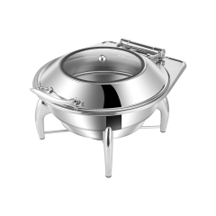 6L Silver Round Stainless Steel Detachable Base Electric Chafing Dish