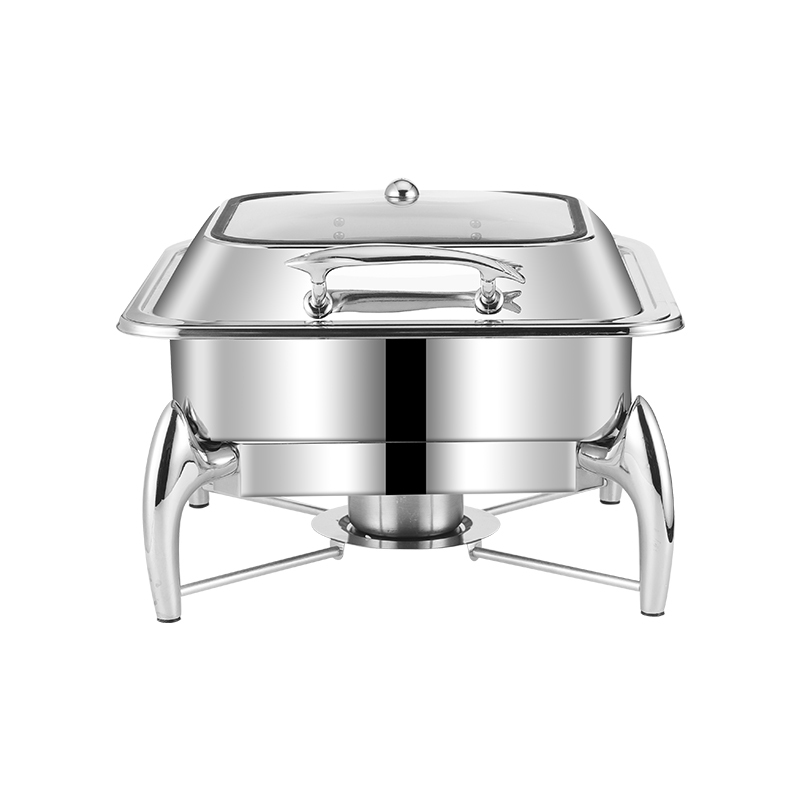6L Silver Square Stainless Steel Removable Base Electric Chafing Dish