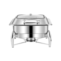 6L Silver Square Stainless Steel Removable Base Electric Chafing Dish