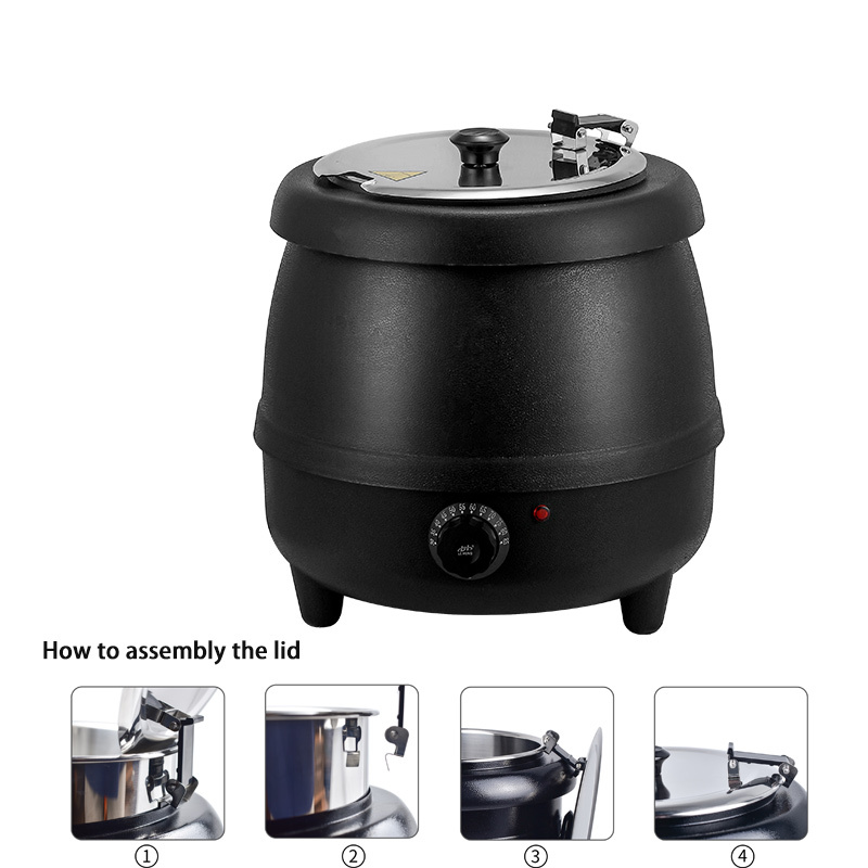 10L  Black Straight-sided Plastic Outer Shell Soup Warmer
