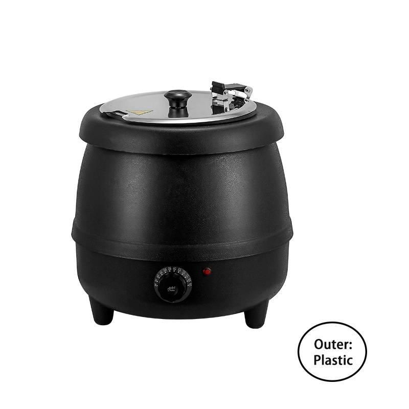 10L  Black Straight-sided Plastic Outer Shell Soup Warmer