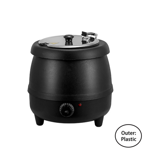 10L  Black Straight-sided Plastic Outer Shell Soup Warmer