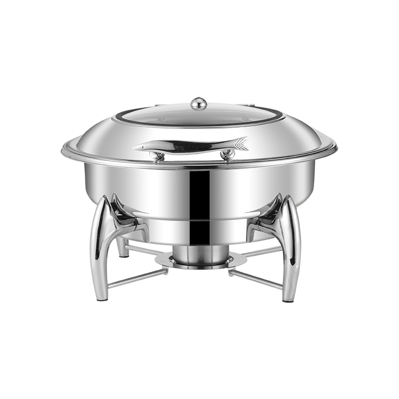 6L Silver Round Stainless Steel Detachable Base Electric Chafing Dish
