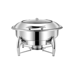 6L Silver Round Stainless Steel Detachable Base Electric Chafing Dish