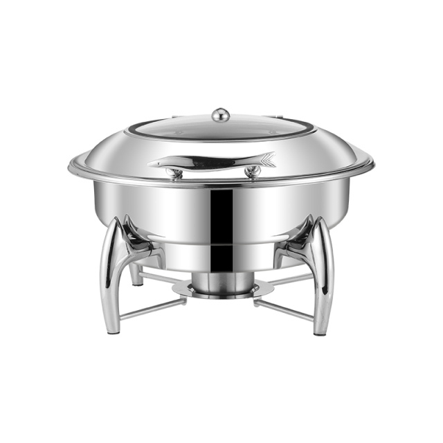 6L Silver Round Stainless Steel Detachable Base Electric Chafing Dish