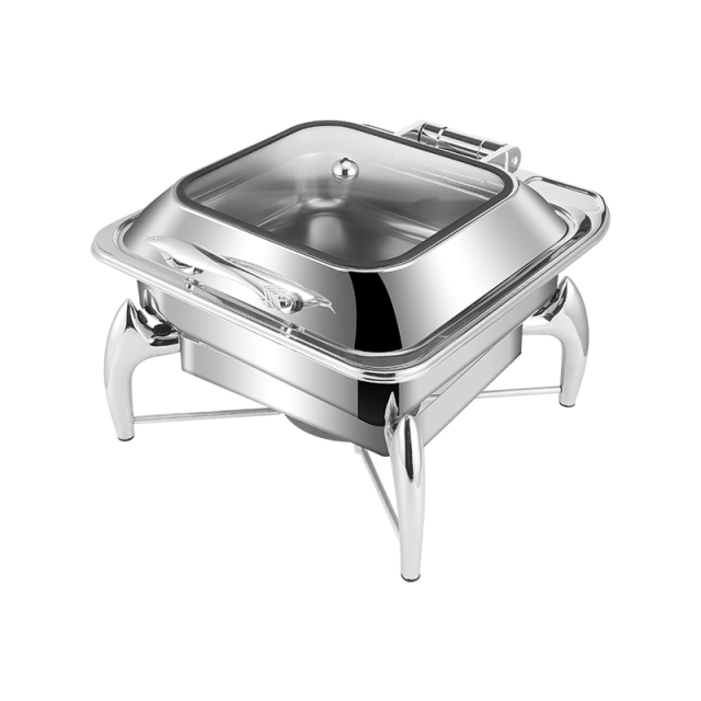 6L Silver Square Stainless Steel Removable Base Electric Chafing Dish