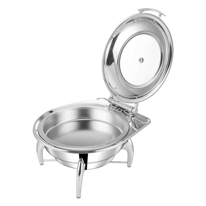 6L Silver Round Stainless Steel Detachable Base Electric Chafing Dish