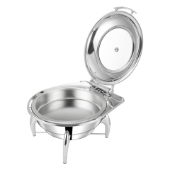6L Silver Round Stainless Steel Detachable Base Electric Chafing Dish