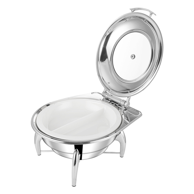 6L Silver Round Stainless Steel Detachable Base Electric Chafing Dish