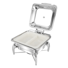 6L Silver Square Stainless Steel Removable Base Electric Chafing Dish