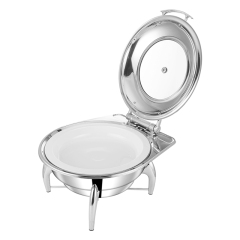 6L Silver Round Stainless Steel Detachable Base Electric Chafing Dish