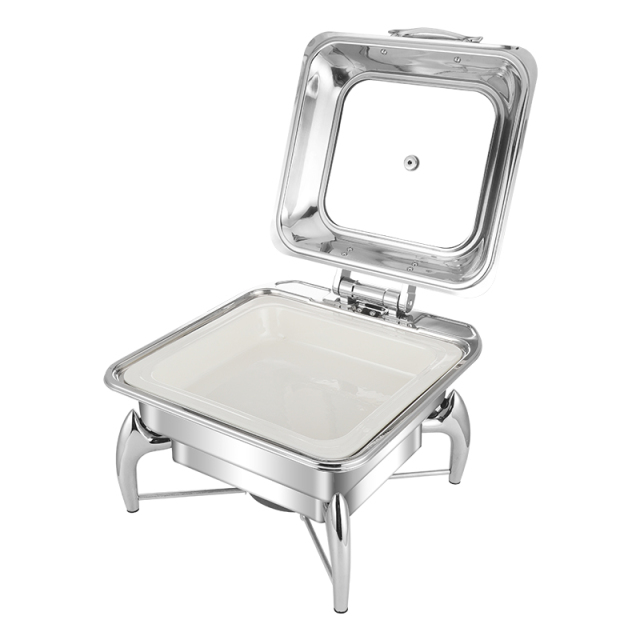 6L Silver Square Stainless Steel Removable Base Electric Chafing Dish