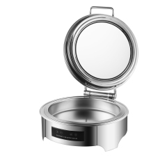 6L Silver Round  Low-Foot Digital Electric Chafing Dish