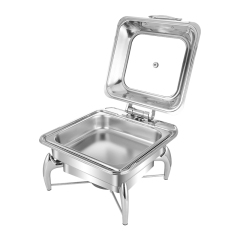 6L Silver Square Stainless Steel Removable Base Electric Chafing Dish