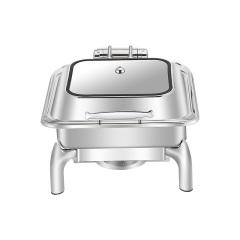 6L Square Stainless Steel Removable Lid Electric Chafing Dish