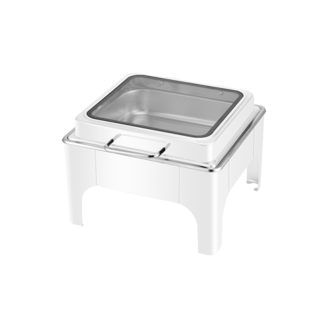 6L White  Square Stainless Steel Stand-mounted Electric Chafing Dish