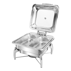 6L Silver Square Stainless Steel Removable Base Electric Chafing Dish