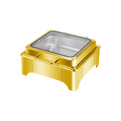 6-Liter Gold Square Stainless Steel Low-Foot Electric Chafing Dish