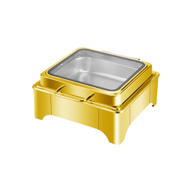 6-Liter Gold Square Stainless Steel Low-Foot Electric Chafing Dish