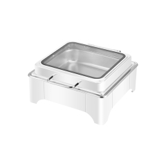 6L White  Square Stainless Steel Low-Foot Electric Chafing Dish