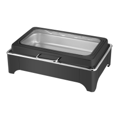 9L Black Rectangular Stainless Steel Low-Foot Electric Chafing Dish